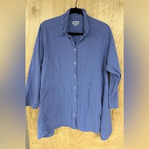 Iridium Womens Jacket Shirt Button Up Minimalist Top Periwinkle Pockets Size M